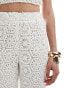 Amy Lynn crochet straight leg trouser co-ord in white