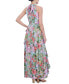 Фото #2 товара Women's Floral-Print Ruffled Halter Maxi Dress