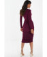 Фото #3 товара Women's High Neck Long Sleeve Midi Dress