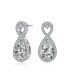 Фото #1 товара Sterling Silver with White Gold Plated Clear Pear and Round Cubic Zirconia Infinity Drop Earrings