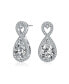 ფოტო #1 პროდუქტის Sterling Silver with White Gold Plated Clear Pear and Round Cubic Zirconia Infinity Drop Earrings