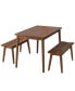 3 PCS Wooden Dining Table Set Kitchen Furniture For 4 Modern Table Set With 2 Benches Spacious