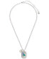 ფოტო #2 პროდუქტის Silver-Tone Pressed Flower Oval Pendant Necklace, 16" + 3" extender