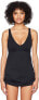 Фото #1 товара TYR Women's 183975 Solid V Neck Sheath One Piece Swimsuit Black Size 8