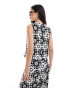 Фото #4 товара ONLY tile print tie waistcoat co-ord in black and white