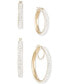 ფოტო #6 პროდუქტის 2-Pc. Set Crystal Pavé Oval & Round Hoop Earrings