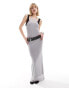 Фото #1 товара COLLUSION double layer maxi dress with halter detail in black & grey