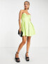 Фото #1 товара ASOS DESIGN corset PU bandeau mini dress with pleat skirt in green