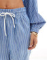 Фото #4 товара ONLY tie waist short co-ord in blue & white stripe