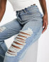 COLLUSION – x014 – Weite, zerrissene Dad-Jeans im 90er-Stil in Hellblau Голубой, W26 L28 - фото #5