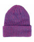 Фото #2 товара Men's JoJo's Bizarre Logo Flat Embroidery on Pink Purple Two-Tone Ribbed Acrylic Knitted Beanie Hat