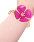 Gold-Tone Pink Flower Hinge Bracelet