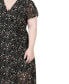 ფოტო #4 პროდუქტის Plus Size Short Sleeve Tie Closure Wrap Chiffon Maxi Dress