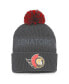 Men's Charcoal Ottawa Senators Authentic Pro Home Ice Cuffed Knit Hat with Pom