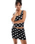 Mango spot print knitted co-ord skirt in black