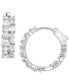 Cubic Zirconia Mixed Cut Cluster Small Hoop Earrings, 0.75"