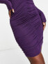 JDY exclusive round neck ruched mini dress in deep purple