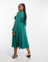 ASOS DESIGN Curve bias cut satin wrap dress with tie waist in teal