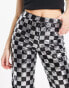 Noisy May straight leg trousers co-ord in sequin checkerboard