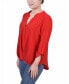 Фото #3 товара Petite 3/4 Sleeve Mandarin Collar Blouse with Front Pleats