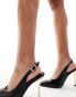 Public Desire Torrie Wide Fit sling back pointed heeled shoes in black croc with gold heel