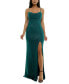 Juniors' Glitter Draped Front Gown