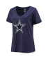 ფოტო #3 პროდუქტის Women's CeeDee Lamb Navy Dallas Cowboys Plus Size Name and Number V-Neck T-shirt