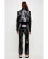 Фото #4 товара Women's Shiny Faux Leather Cropped Jacket