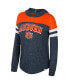 ფოტო #3 პროდუქტის Women's Navy Distressed Auburn Tigers Speckled Color Block Long Sleeve Hooded T-shirt