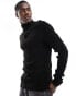 ASOS DESIGN muscle fit knitted essential 1/2 zip jumper in black