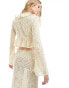 Kiss The Sky ruffle fine-gauge crop top co-ord in vintage cream