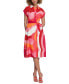 ფოტო #1 პროდუქტის Women's Printed Cotton Collared Tie-Waist Shirtdress