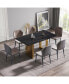 Фото #1 товара 63" Modern Artificial Stone Black Straight Edge Golden Metal Leg Dining Table -6 People