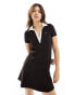 Tommy Jeans contrast polo fit & flare mini dress in black Черный, L - EU 40 - фото #1