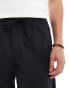 Jack & Jones linen shorts with drawstring in black