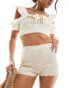 Cotton On micro flippy shorts in ecru crochet co-ord