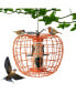 Squirrel-Proof Pumpkin Bird Feeder with Cage 4 Metal Ports 4 Perches Drainage Hole