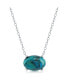 ფოტო #1 პროდუქტის Sterling Silver Oval Reconstituted Turquoise Necklace