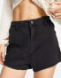 Фото #1 товара DTT Charlotte high waisted disco denim shorts in black