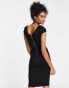Фото #4 товара Closet London puff shoulder pencil dress with bodice detail in black