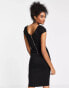 Closet London puff shoulder pencil dress with bodice detail in black