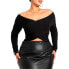 ფოტო #1 პროდუქტის Plus Size Wrap Front Cropped Sweater