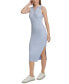 ფოტო #4 პროდუქტის Women's Sleeveless Ribbed Polo Midi Dress