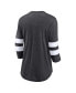 ფოტო #2 პროდუქტის Women's Heathered Charcoal, White Philadelphia Flyers Full Shield 3/4-Sleeve Tri-Blend Raglan Scoop Neck T-shirt