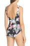 Tommy Bahama 285838 Women's Ginger Flowers One-Piece Swimsuit, Size 6 - Black