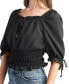 ფოტო #3 პროდუქტის Juniors' Smocked Cropped Square-Neck Top