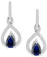 Emerald (7/8 ct. t.w.) & Diamond (1/5 ct. t.w.) Pear Halo Drop Earrings in 14K Gold (Also in Sapphire)