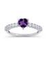 ფოტო #1 პროდუქტის Cubic Zirconia in Sterling Silver Heart Amethyst and Round Ring