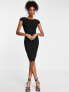 Closet London puff shoulder pencil dress with bodice detail in black