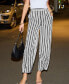 ფოტო #4 პროდუქტის Women's Black & White Striped Wide Leg Pants